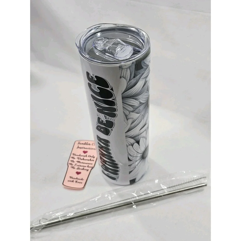 I Wanna Be Nice Flower Black White 20Oz Tumbler‎ Travel Insulated Motivational